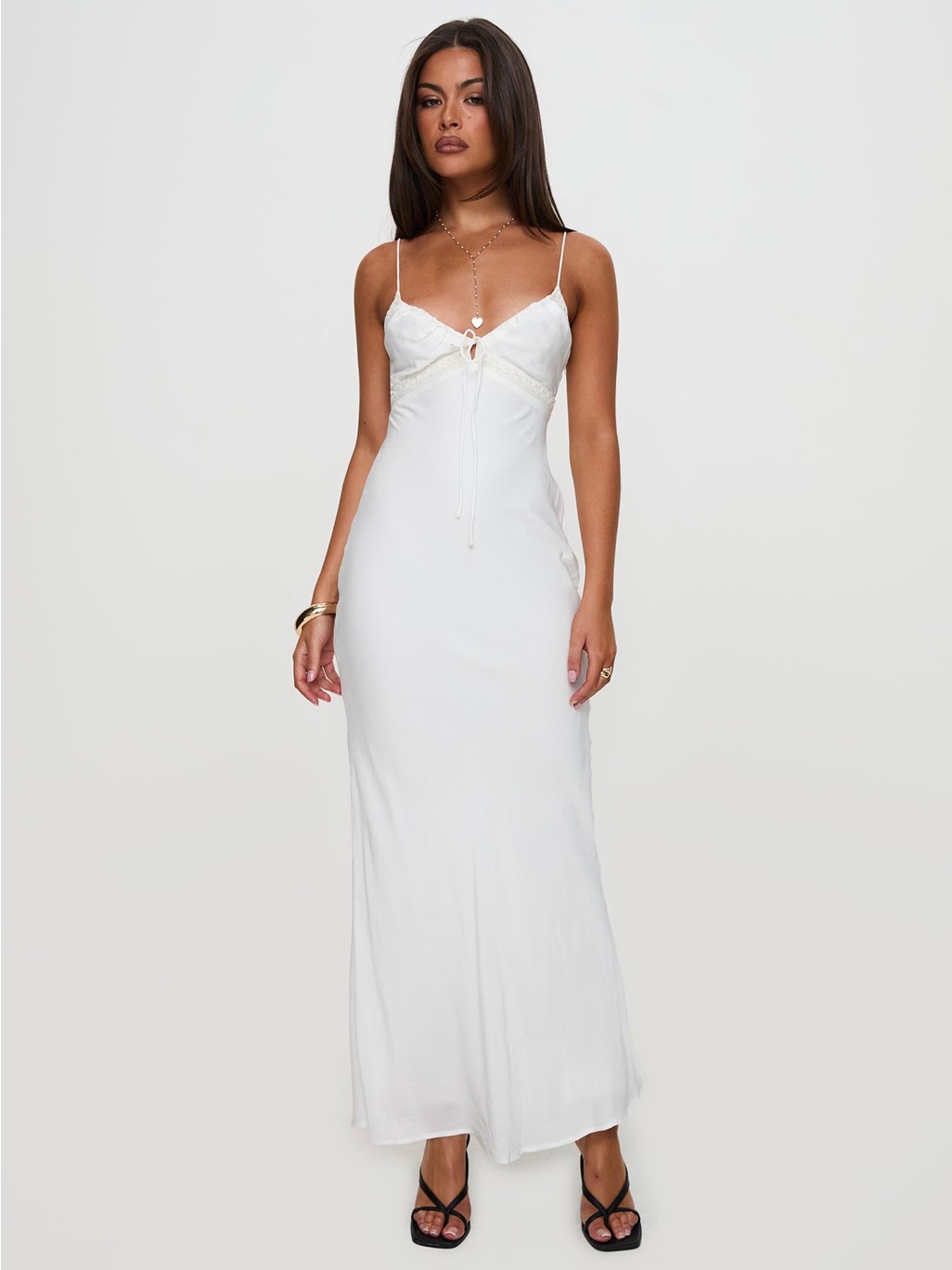 Princess Polly White Slip Maxi Dress With Lace Detail